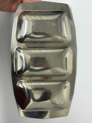 Bandeja vintage plateada metal