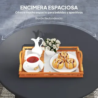 Mesa de centro redonda metálica negra