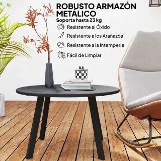 Mesa de centro redonda metálica negra