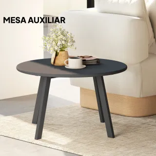 Mesa de centro redonda metálica negra