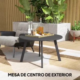 Mesa de centro redonda metálica negra