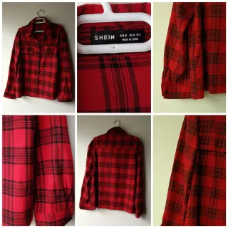 Camisa a cuadros SHEIN roja y negra Talla M