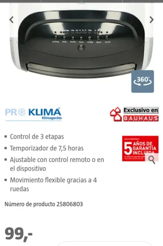 Climatizador Pro Klima Blanco y Negro