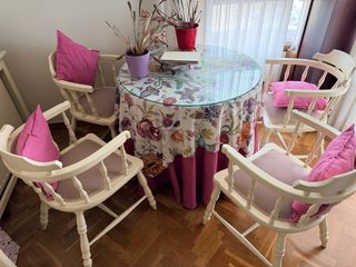 Mesa camilla vestida con tapa cristal