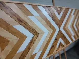 Cabecero madera diseño étnico geométrico