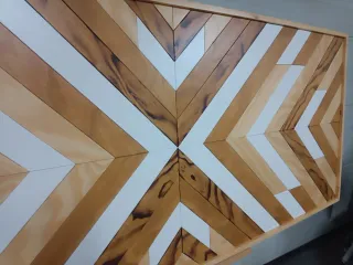 Cabecero madera diseño étnico geométrico