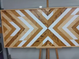 Cabecero madera diseño étnico geométrico