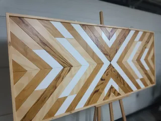 Cabecero madera diseño étnico geométrico