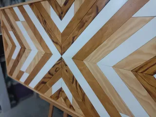 Cabecero madera diseño étnico geométrico