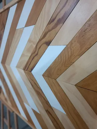 Cabecero madera diseño étnico geométrico