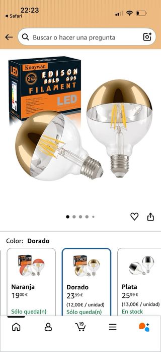 Bombilla Edison Kooywan G95 LED Filamento