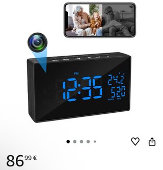 Cámara Espía HD 1080P WiFi Reloj Despertador Nuevo