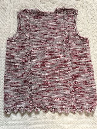 Top smanicato maglia lavorata bordeaux panna