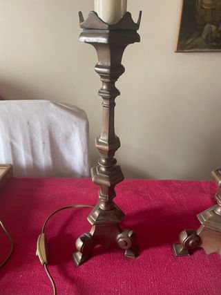 Coppia Candelabri Ottone Funzionanti