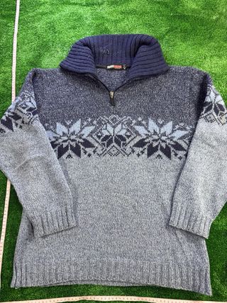 Maglione uomo collo alto zip fantasia norvegese