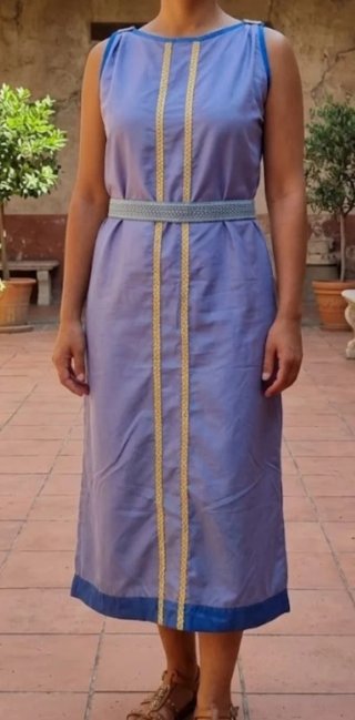 Vestido romano azul y dorado talla única