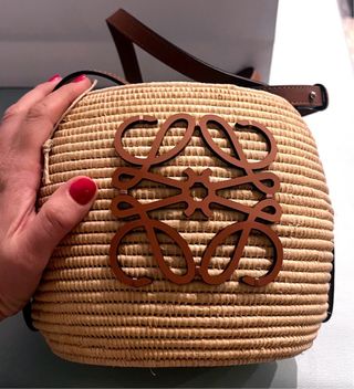 Bolso Cesta Loewe Piel Marrón Beige