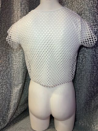 Camiseta Crop Top Malla Blanca Hombre