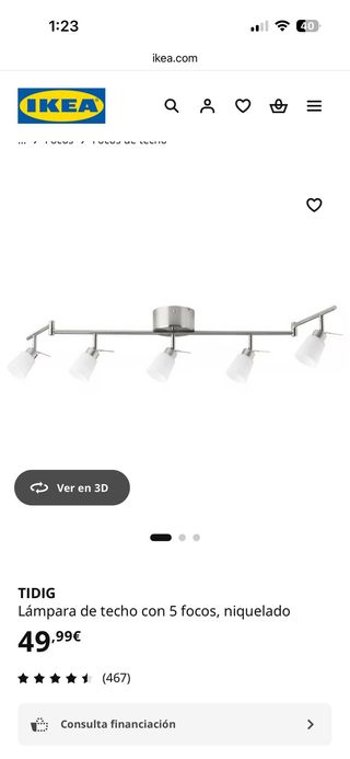 Lámpara de techo IKEA TIDIG 5 focos