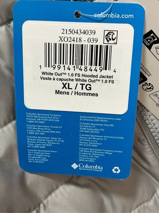 Chaqueta Columbia White Out Hooded XL