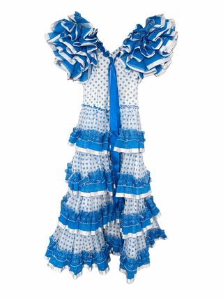Vestido de Flamenco Azul y Blanco talla 8-10 años