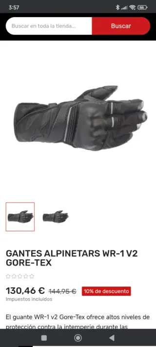 Guantes Moto Alpinestars Gore-Tex Talla M wr1 v2