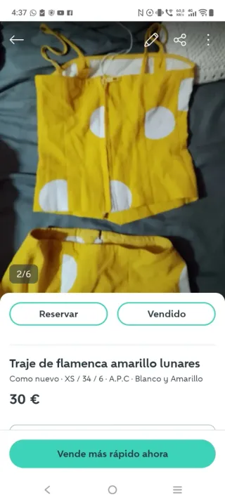 2Traje Flamenca Amarillo Lunares y el rosa 40 €