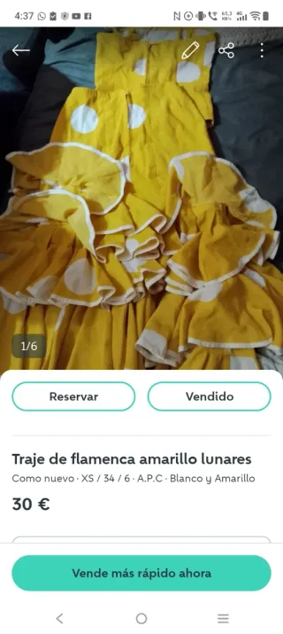 2Traje Flamenca Amarillo Lunares y el rosa 40 €