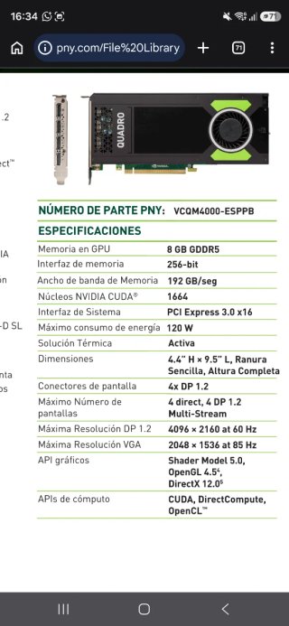 Nvidia Quadro M4000 Tarjeta Gráfica