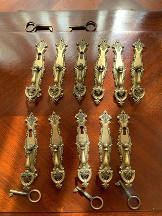 Lote 11 tiradores vintage latón