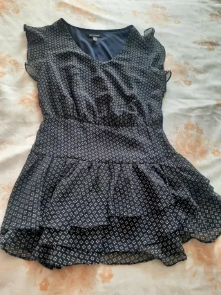 Vestido Mango Azul Estampado Flores