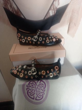 Ballerine Nere con Dettagli Oro Tg 36