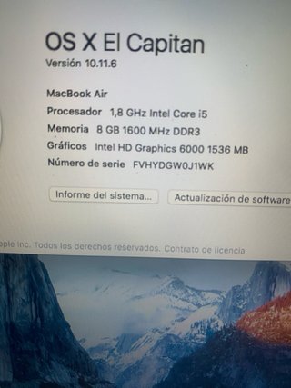 MacBook Air i5 13 OS X El Capitan