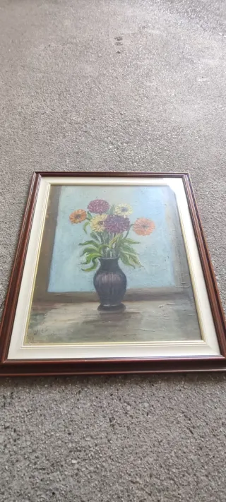 Quadro a olio fiori in vaso