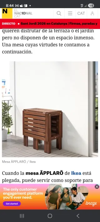 Mesa de teka plegable