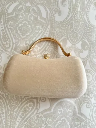 Bolso de fiesta beige y dorado sin estrenar