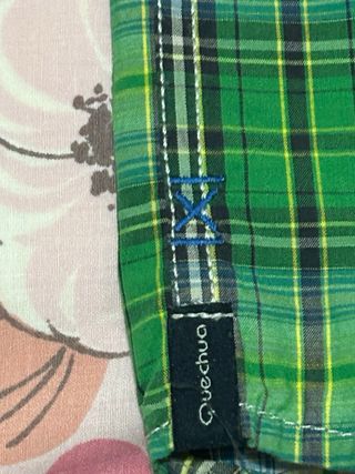 Camisa cuadros verde manga corta