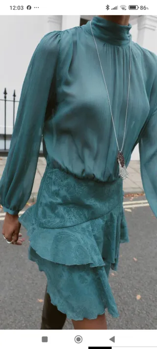 Vestido mini verde azulado