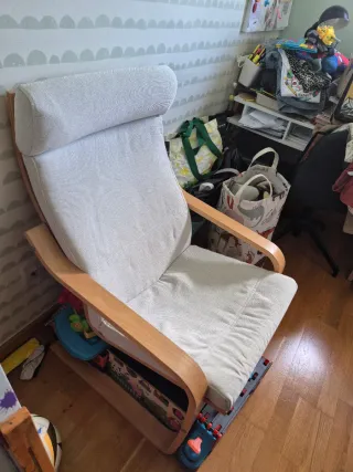 Sillón Ikea tela y madera