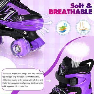 Patines 4 ruedas negros y morados