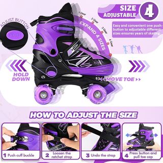 Patines 4 ruedas negros y morados
