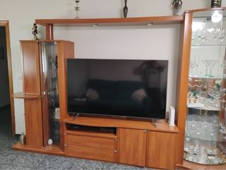 Mueble TV completo madera y cristal