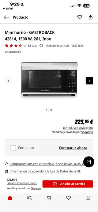 Horno Tostador Gastroback