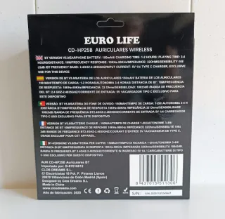 Auriculares Bluetooth EURO LIFE BT 5.0 Negros
