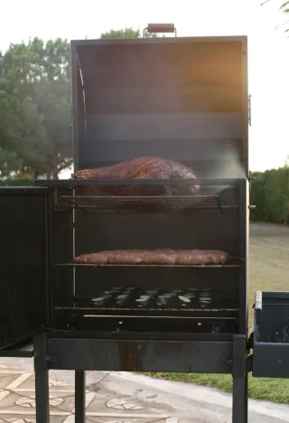 Barbacoa desmontable metal gris/rojo