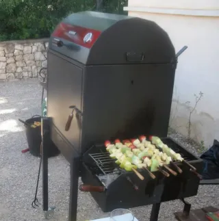 Barbacoa desmontable metal gris/rojo