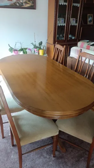 Mesa de comedor ovalada con 6 sillas