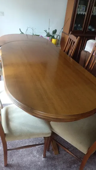 Mesa de comedor ovalada con 6 sillas
