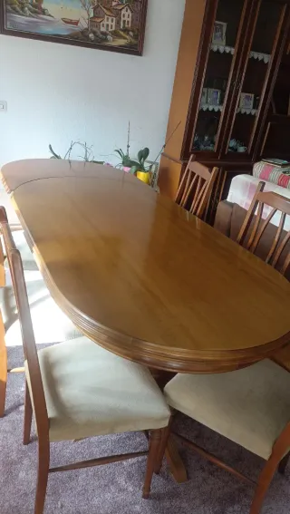 Mesa de comedor ovalada con 6 sillas