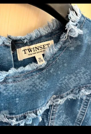 Gilet in jeans con frange